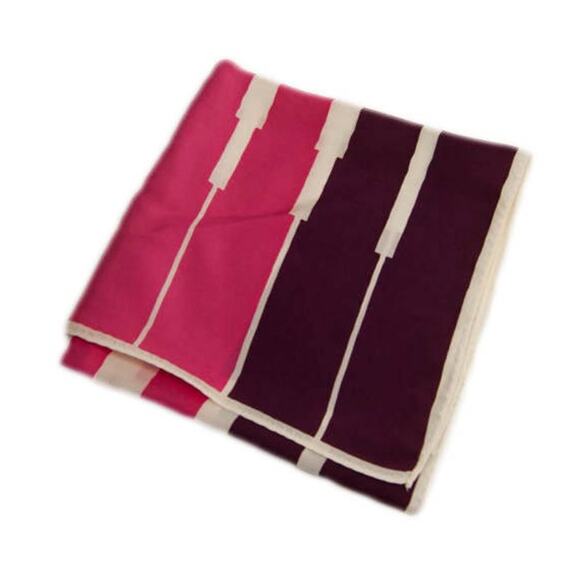 1970s Graduated Pink Purple & White Striped Polyester Vintage Square Scarf - Picture 2 of 5